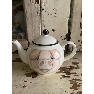 Arthur Wood Ceramic England Pig Tea Coffee Pot 6.5” T Farmhouse